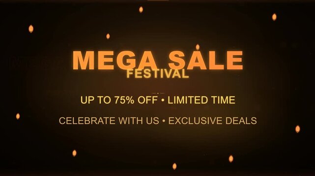 Mega Sale Festival Promotional Animation with Glowing Text.