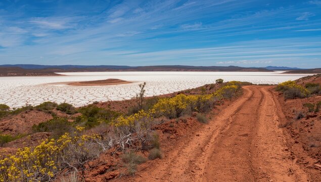 Colac's arid salt lake in Victoria, Australia