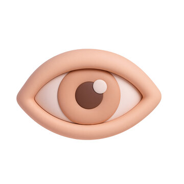 Isolated eye on transparent background watching attentively with soft focus and gentle lighting