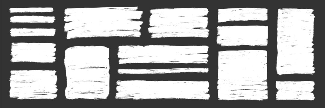 Rough brush stroke rectangle shape frame set. Square, rectangular border for text, abstract paint background. Brush paint stroke texture grunge rough shape frames. Vector illustration