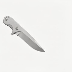 Obraz premium Folding Knife with Metal Blade and Handle Isolated on White Background