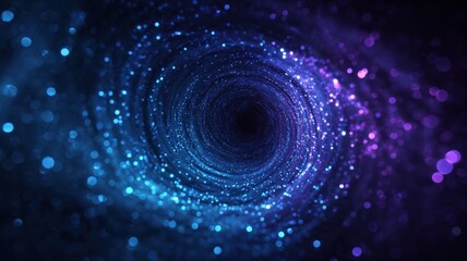 Fototapeta premium Abstract Vortex of Light Particles in Blue and Purple Tones Creating a Deep Tunnel Effect