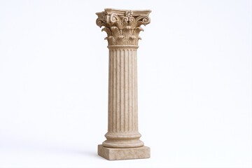 Fototapeta premium Architectural Column Isolated on White Background, Representing History, Strength and Classical Design Elements