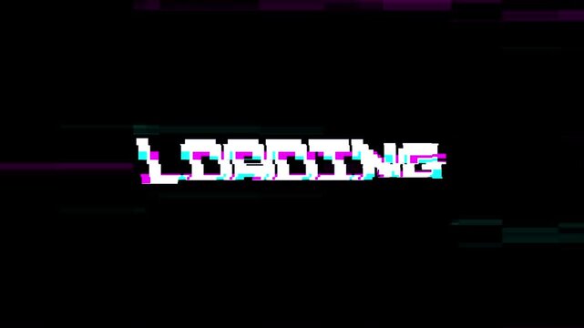 4k loading text glitch animation twisty ribbons effect