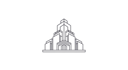 Fototapeta premium Art Deco Building Outline Vector Illustration