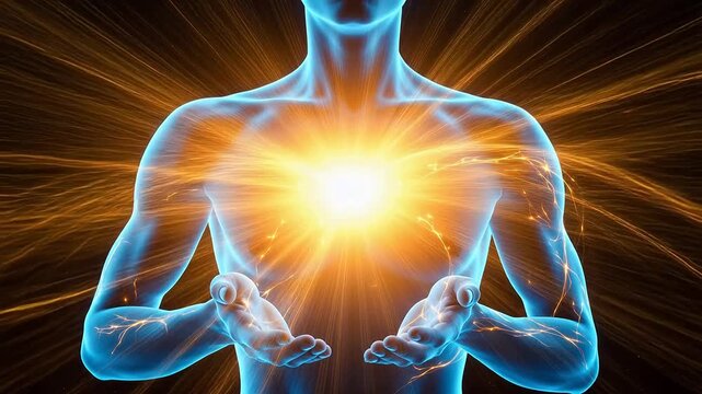 Human figure with glowing energy center