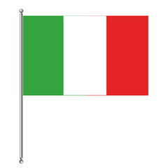 Obraz premium Italy flag on flagpole transparent background national symbol.