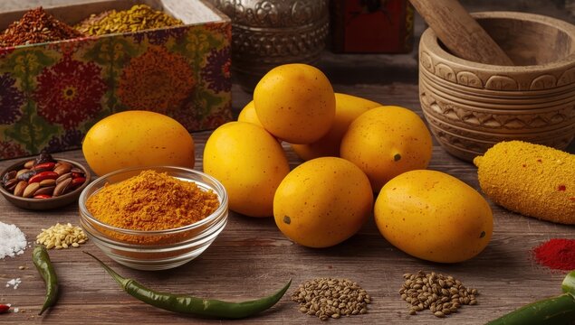 Mango Pickle Spices and Ingredients