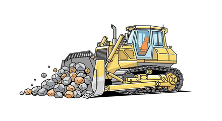 Bulldozer pushing rocks and debris. © paman