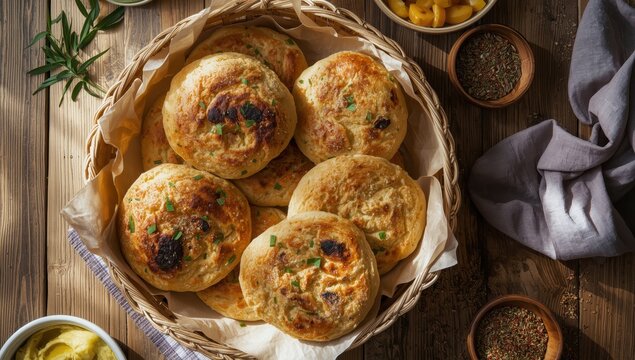 Pita bread in a basket