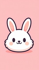 Obraz premium cute bunny emoji kawaii minimal character on pastel pink background