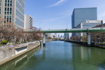 Fototapeta premium 早春の土佐堀川 大阪市中央区にて