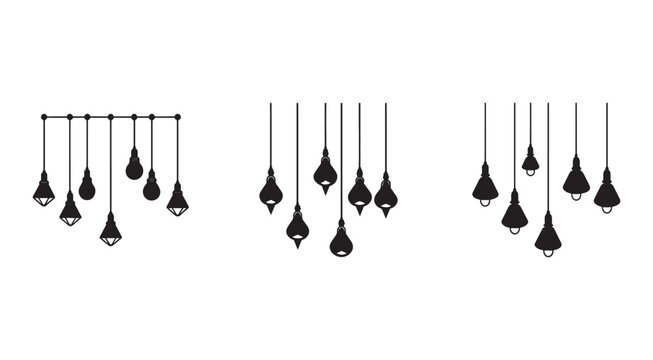 Collection of hanging lamps and light bulbs in various shapes and designs for interior decoration and lighting fixtures  hanging lamps  light bulbs