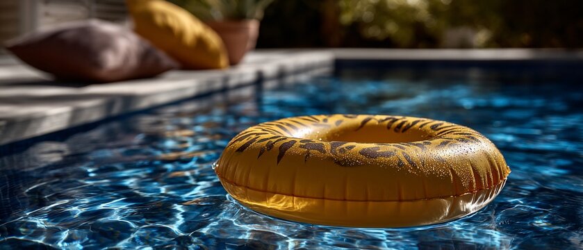 Inflatable donut pool float toy.