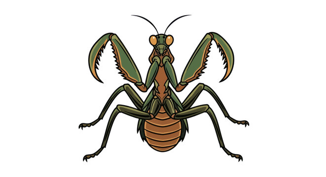 Green Praying Mantis Insect Closeup.