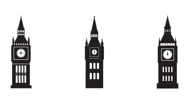 Silhouette of big ben clock tower in London England iconic landmark architecture  famous historical building  clock faces  Gothic style  urban landscape  cityscape