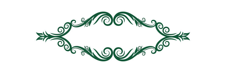 Fototapeta premium Elegant decorative frame ornament green on black vector design