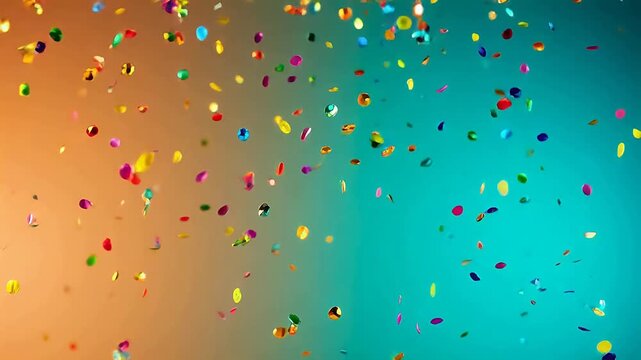 Colorful confetti in midair