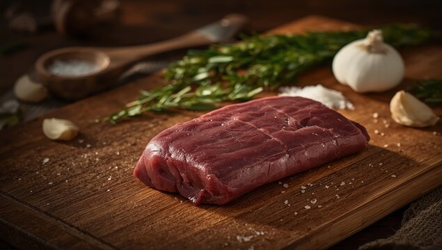 Uncooked beef liver chunk for preparation