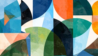 Fototapeta premium vibrant abstract geometric shapes collage with overlapping colorful fragments
