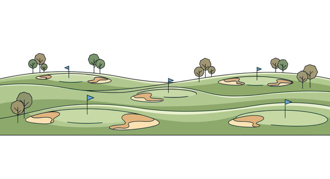 Golf Course with Sand Traps Holes.