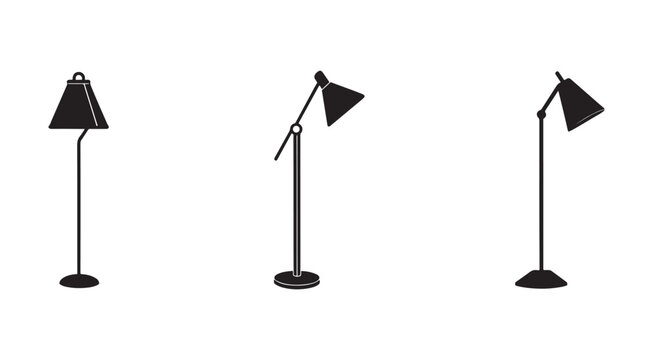 Three black floor lamps with different positions and designs  modern home lighting solutions