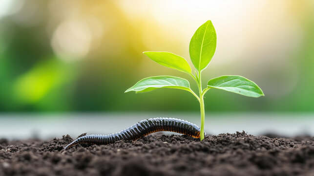 A dark worm crawling through rich soil, highlighting the role of earthworms in soil health and the ecosystem