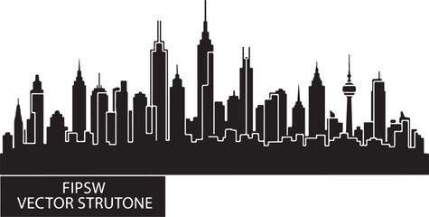 Obraz premium City Skyline Vector Illustration with Modern Buildings and Towers