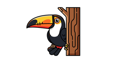 Obraz premium Colorful Toucan Bird Perched on Tree.