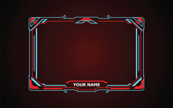 Red and blue futuristic frame with your name text on dark background