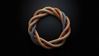 Obraz premium Corporate collaboration depicted as circular ropes made of diverse strings on a black backdrop