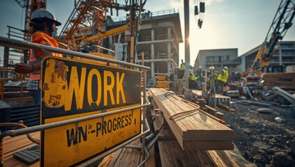 Naklejka premium construction alert and info sign