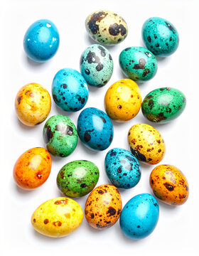 quail eggs on white background