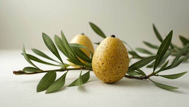 Arrangement of natural elements. Simple design featuring myrtle leaves, willow, and an etrog