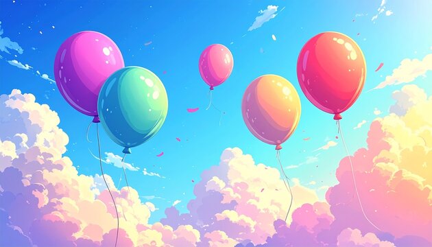 カラフル　風船　ポップ　背景　イベント　素材　誕生日　パーティー