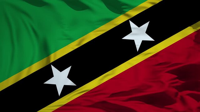 Saint Kitts and Nevis Flag Waving In Slow Motion