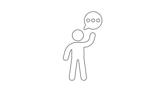 Person with Speech Bubble Thinking Whiteboard Styled Animation 