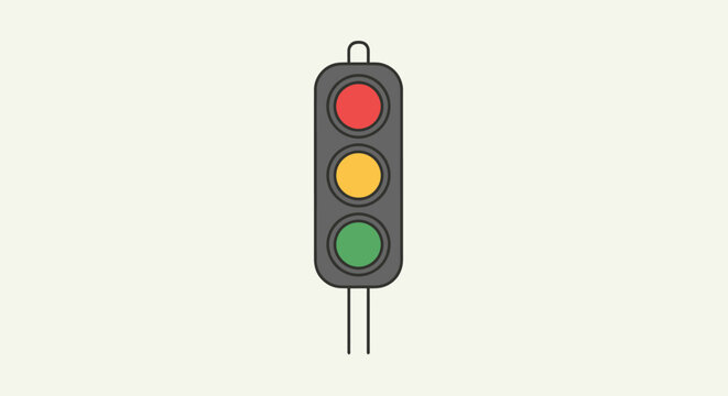 Traffic Light with Red Yellow Green Lights.