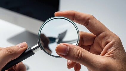 Fototapeta premium handheld magnifier on white background