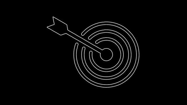 Archery Target with Arrow in Center Whiteboard Styled Animation