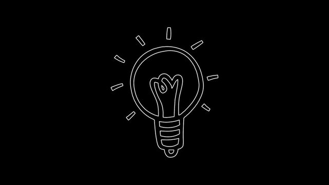  Whiteboard Styled Animation of a Light Bulb with Radiating Lines