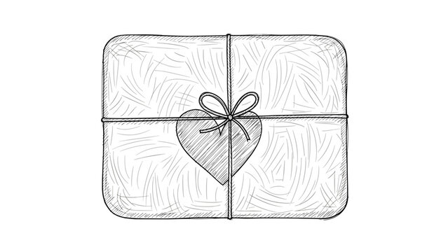 Rectangular package or card with a textured surface tied with string and featuring a small heart in the center.