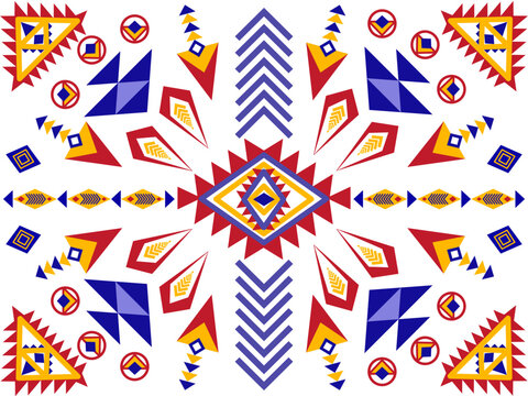 Ethnic Southwest geometric seamless pattern in white background
