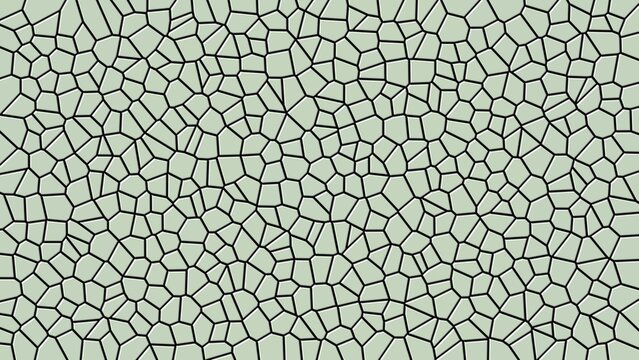 Abstract green mosaic pattern with irregular geometric tiles and bold black outlines seamless background