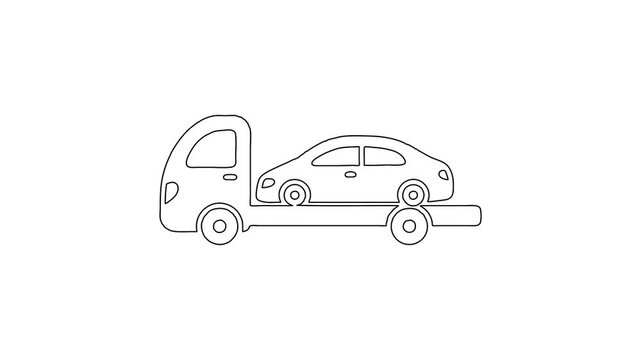 Whiteboard Animation of Tow Truck Carrying Broken Car