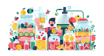 Obraz premium Homemade Fermented Foods and Drinks Collection.