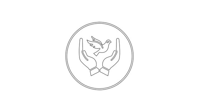 Whiteboard Animation of Peace Dove with Caring Hands