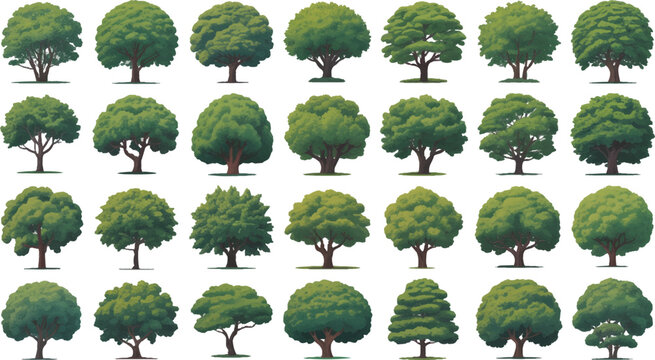 Forest Diversity: A vibrant array of diverse trees showcasing the rich variety of nature's arboreal wonders.