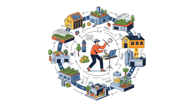 Man orchestrating a digital world with technology and creativity.