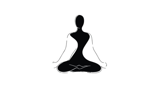 Meditator silhouette sitting in a lotus position represents a sense of calm and spiritual balance which is perfect for wellness brands that seek to promote deep relaxation and inner peace.
